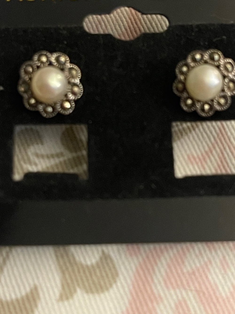 Sterling silver Pearl Floral Stud Earrings - Classic White